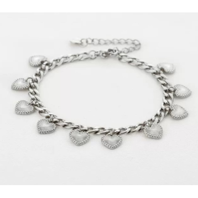 Bracelet Medium Hearts Silver