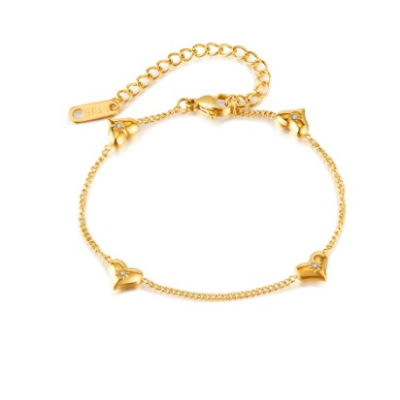 Bracelet heart with diamonds gold