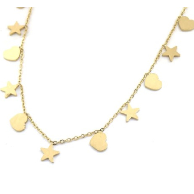 Necklace Hearts and Stars Gold