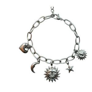 Bracelet love, moon, sun and a star silver